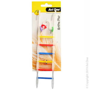 Aviary Birds: AviOne: Bird Toy Translucent Multi Coloured Ladder W/beads