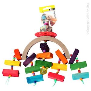 Aviary Birds: AviOne: Bird Toy Paper Arc with Wooden Blocks & Beads 25cm