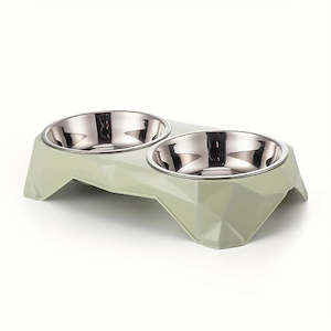 Twin Stainless Steel Pet bowl - Lt Green