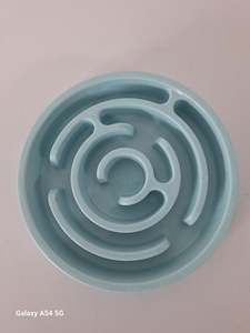 Feeding Bowls: Dog Slow feeder bowl 200mm dia x 36mm deep - Light Blue