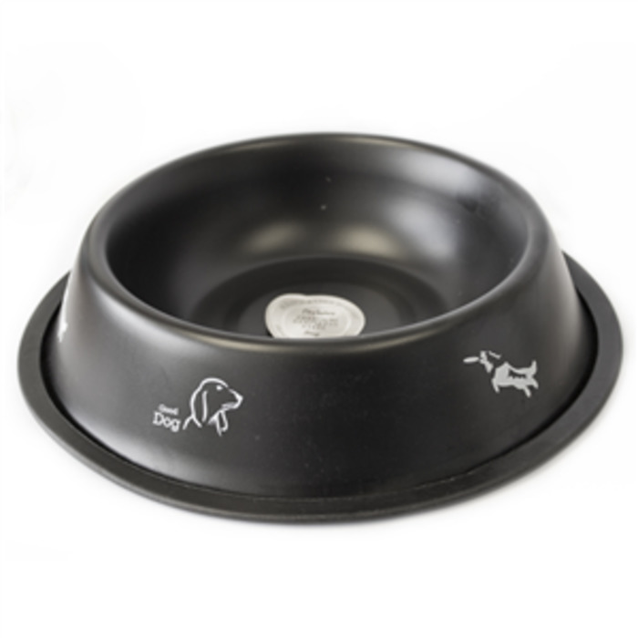 Stainless 1.52ltr Dog Bowl Non Tip Anti Skid Chocolate/Black