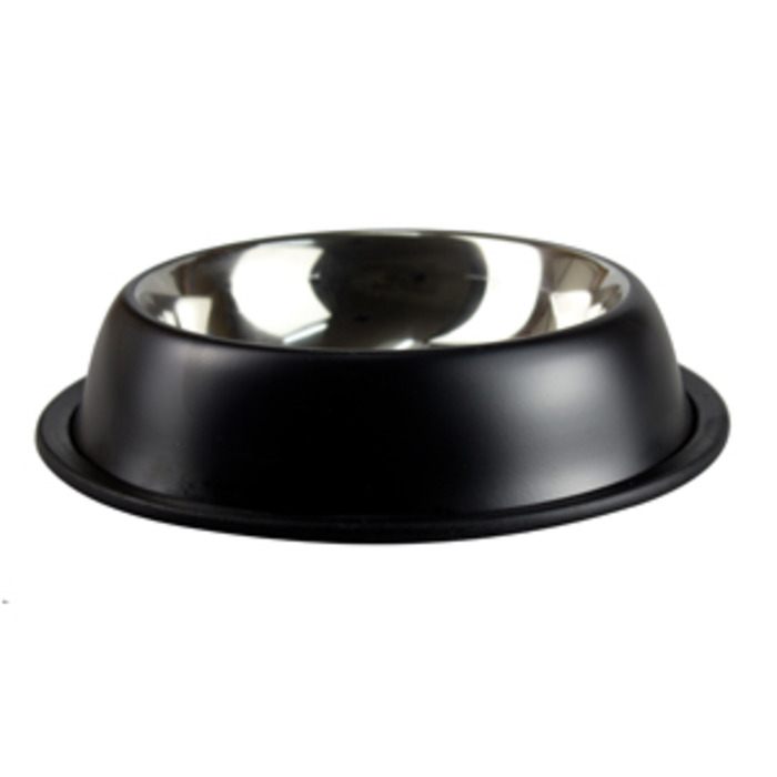 Stainless 220ml Dog Bowl Non Tip Anti Skid Black Matt