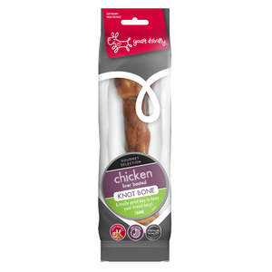 Products: Yours Droolly Rawhide KnotBone - Chicken Liver Basted Single 25cm