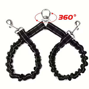 360° Rotating Double Leash Extender for 2 dogs with Bungy