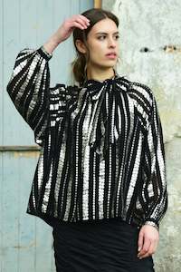 Coop - Just Bow With It Blouse // Black & Silver