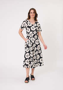 Lemon Tree: Lemon Tree - Marta Dress // Black & White Floral // Navy Stripe