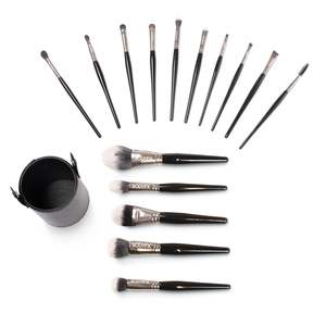 NEW 15-Piece Make Up Brush Set with Black Cylinder Case