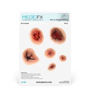19 Trauma Stick On Moulage Sheets: Sheet Shotwounds
