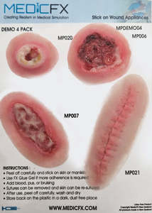Stick On Moulage Sheets: MedicFX Demonstration Pack: Wound Sheets 4 pack