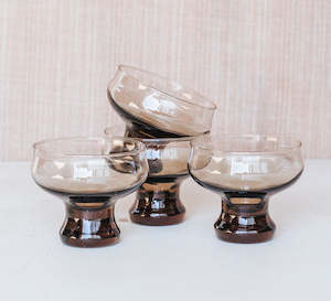 Vintage Kaaru Smoked Glasses - Set of 4