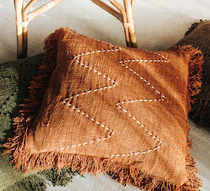 Balinese Cotton Cushion Cover - Rust