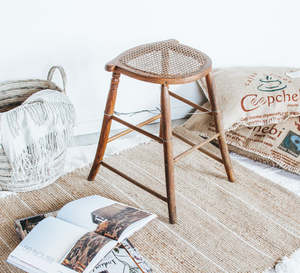 Vintage Woven Cane Stool