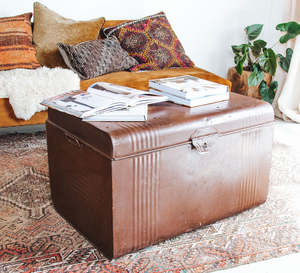 Vintage Metal Travel Trunk
