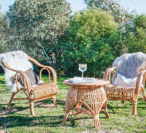 2 Sienna Chairs & Rattan Table Set - NEW