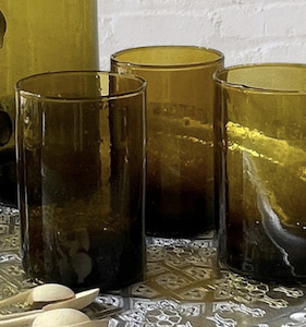 Glassware: Antique Bronze Glasses set of 2