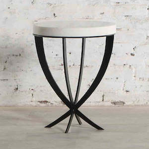 Our Sale: White Marble and Iron Side Table