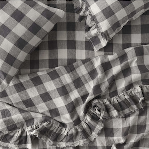 Licorice Gingham Ruffle Flat Sheet