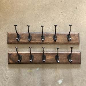 Wooden Rail with 5 Hooks