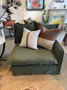 Belgian Linen Loose Cover Sofa - Right Arm