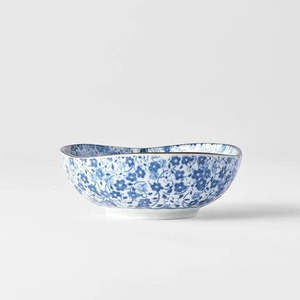 Ceramics: Blue Daisy Small Uneven Bowl