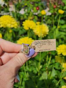 Boho Jewellery: Ammolite in Stirling Silver Size 7.5