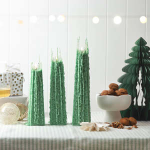 Coconut Apricot Soy Wax Candles: Festive Pine Icicle - Medium