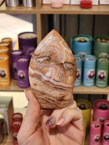 One Of A Kind Finds: Pink crazy lace agate flame "Amy"