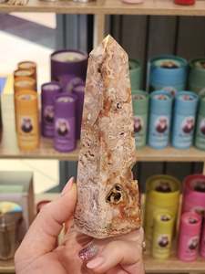 Pink crazy lace agate tower "Pip"