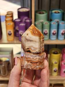 One Of A Kind Finds: Pink crazy lace agate tower "Becky"