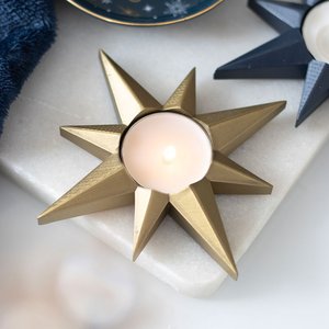 Homeware Incense Burners: Gold Star Tealight Candle Holder