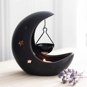 Black Crescent Moon Hanging Oil Burner