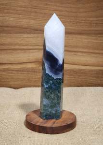 Wealth Motivation: A Grade Moss Agate Tower "Lennox"