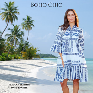 Products: Peacock Feather- Navy & White Boho Chic