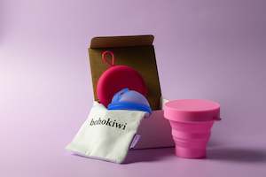 Accessories 1: bohokiwi Menstrual Disc, Pink Round Disc Carrier Case & Steriliser Set
