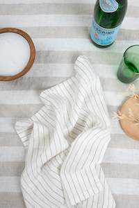 Table Linen: Olive Pinstripe Napkin - Set of Four