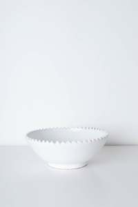 Moroccan Ceramaics: Moroccan White Zigzag Salad Bowl