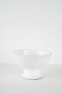 Moroccan Ceramaics: Moroccan White Zigzag Pedestal Bowl