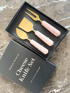 Cheese Knife Set - Pink Marble