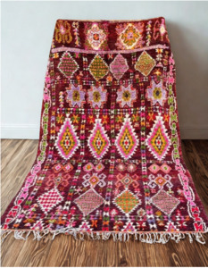 Vintage Rugs: Vintage Moroccan Boujaad Rug - Geometric pink  -  365 x 200 mm
