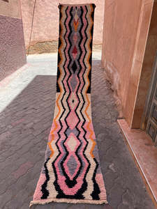 Hall Runners: Pink and Black- Boujaad Runner 3700 mm x 700 mm Only PRESALE