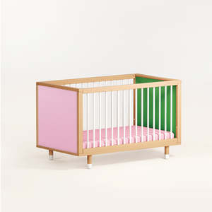 Bold Baby Cot - Pink + Green