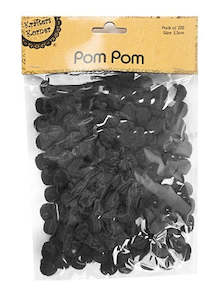 Craft: Craft Pompoms (Dia:1.5cm) 200PK - Black