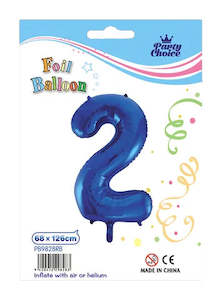 Party: Foil Balloon (68x126cm) Royal Blue Number - 2