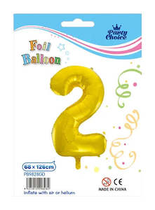 Party: Foil Balloon (68x126cm) Gold Number - 2