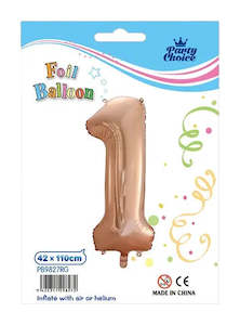 Party: Foil Balloon (42x110cm) Rose Gold Number - 1