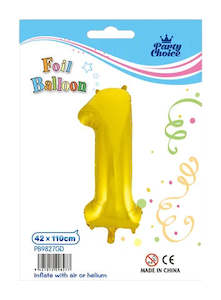 Party: Foil Balloon (42x110cm) Gold Number - 1