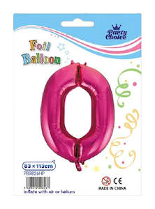 Party: Foil Balloon (83x113cm) Hot Pink Number - 0