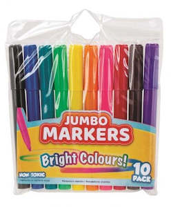 Felt Tips Ink Pens: Jumbo Colouring Makers 10PK