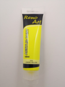 Paint Individual Tubes: #215 Reno Art Acrylic Paint (100ml) - Lemon Yellow