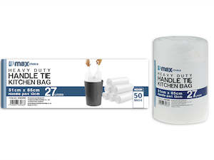 Home Ware: Heavy Duty Rubbish Bags With Handles 27L (51x65cm) 50PK